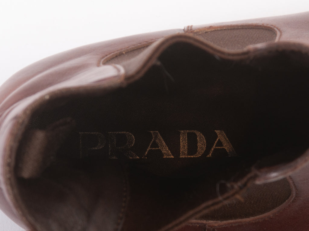 Prada Brown Chelsea Boots