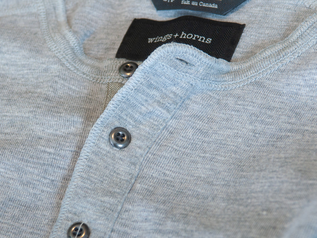 Wings + Horns Grey Henley Shirt