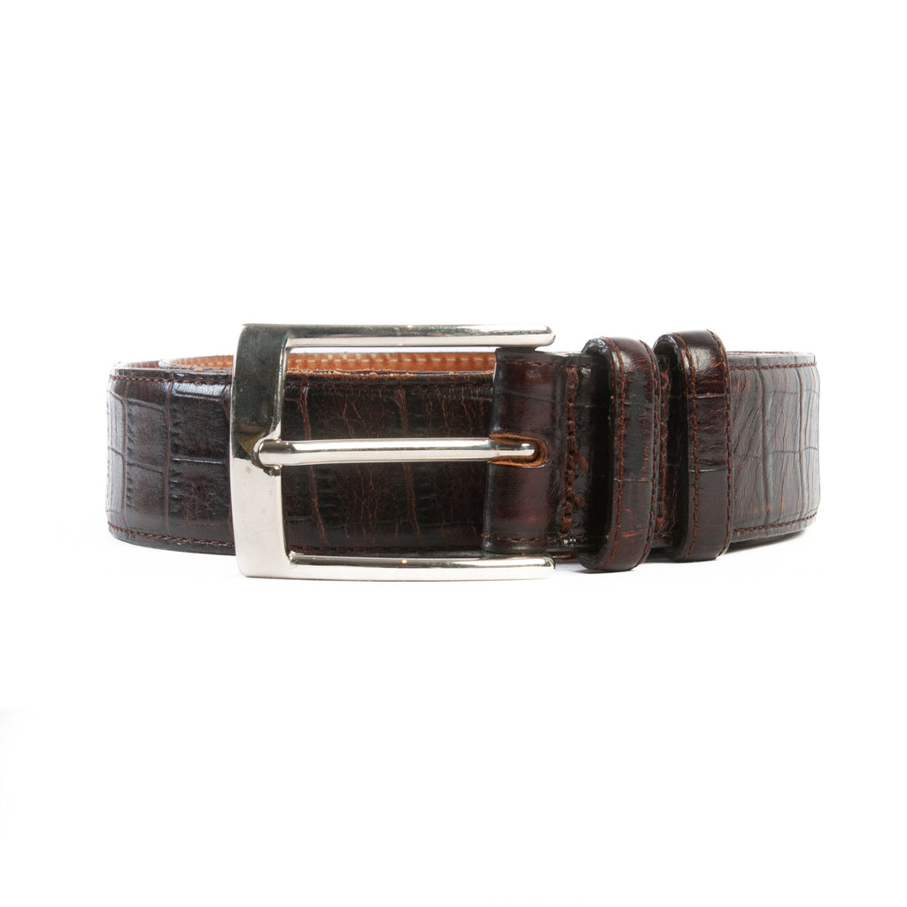 Boggi Milano Brown Embossed Leather Belt