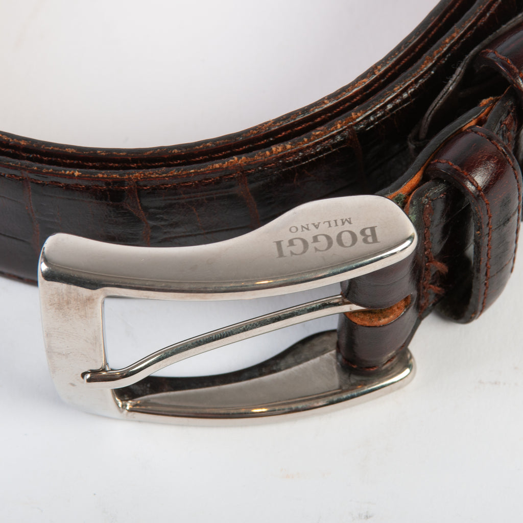 Boggi Milano Brown Embossed Leather Belt