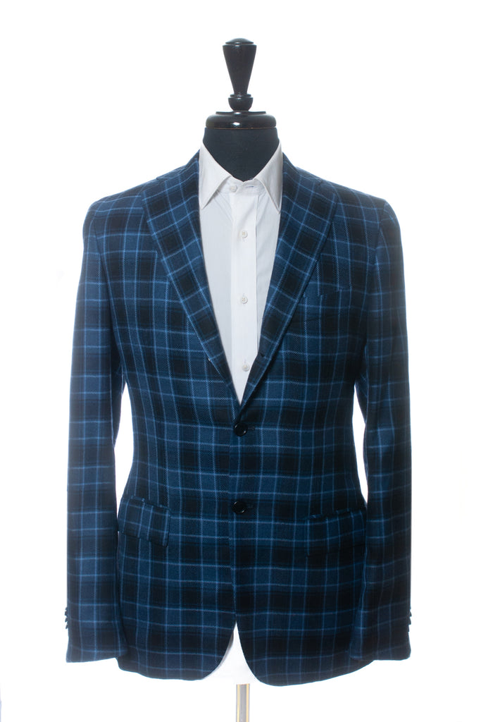 Kiton Blue Check Drop8 Cashmere Blazer