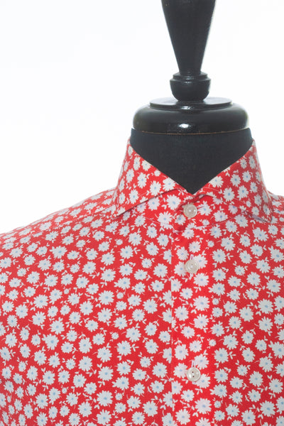 Eton Red Floral Print Slim Fit Shirt