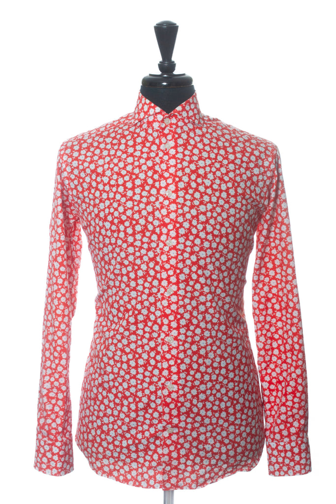 Eton Red Floral Print Slim Fit Shirt