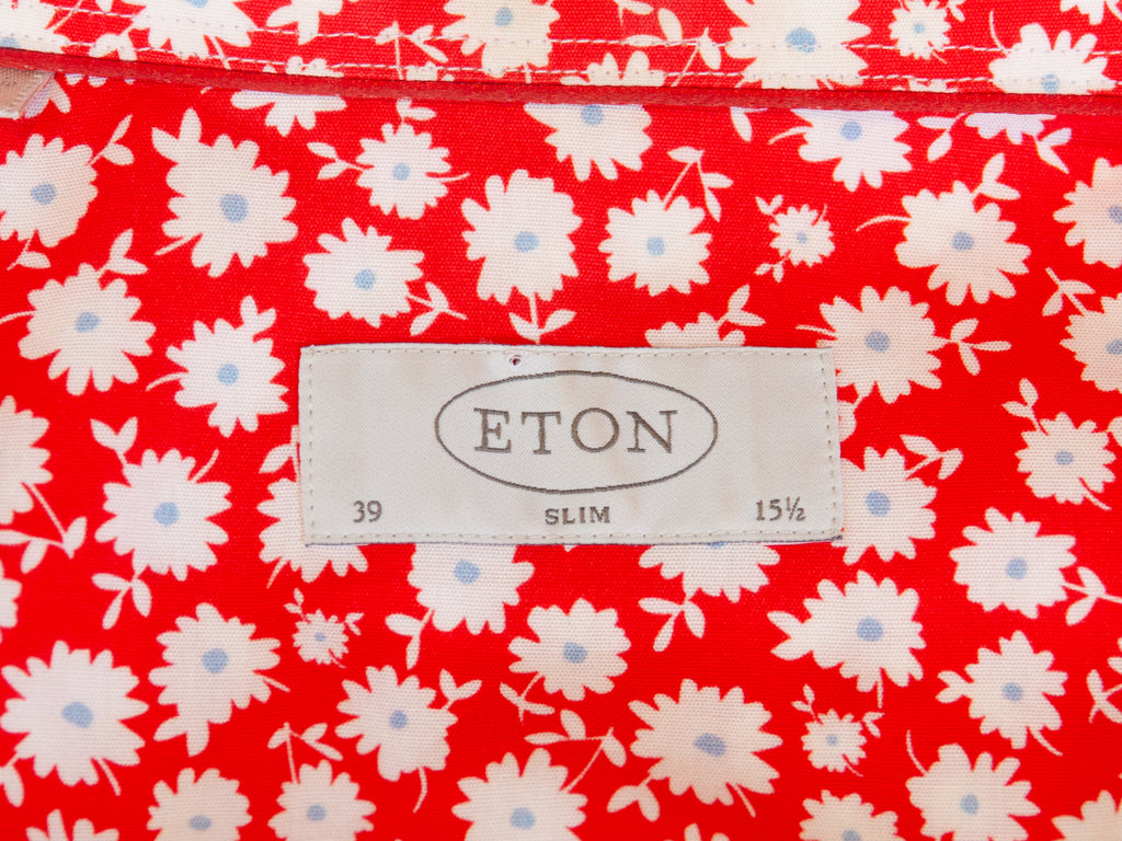 Eton Red Floral Print Slim Fit Shirt