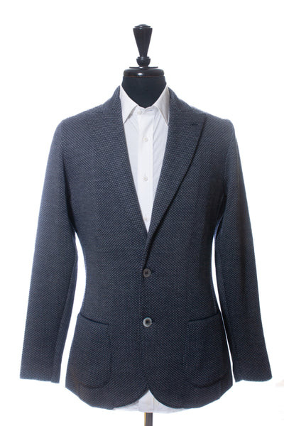 Lardini Navy Blue on Grey Knit Blazer