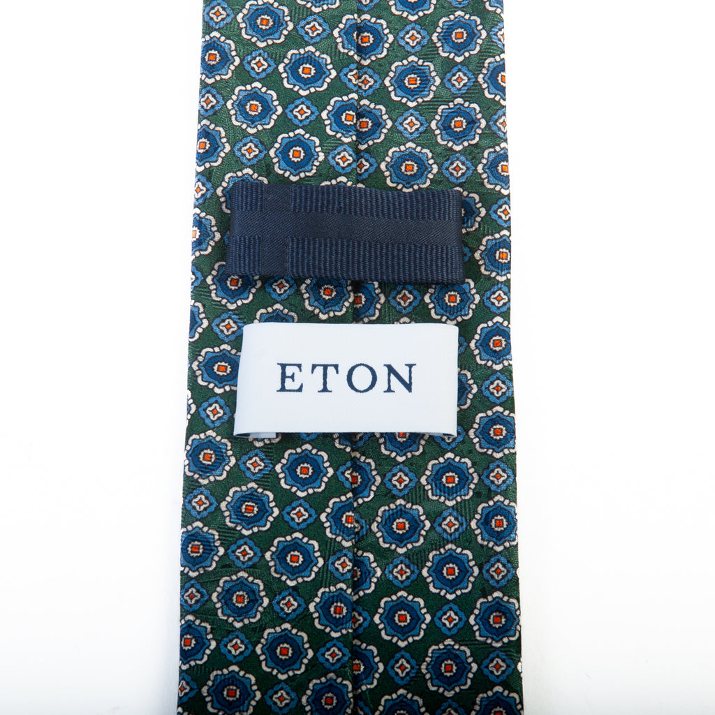 Eton Green Medallion Print Tie