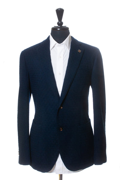 Lardini NWOT Navy Blue Liknit Knit Blazer