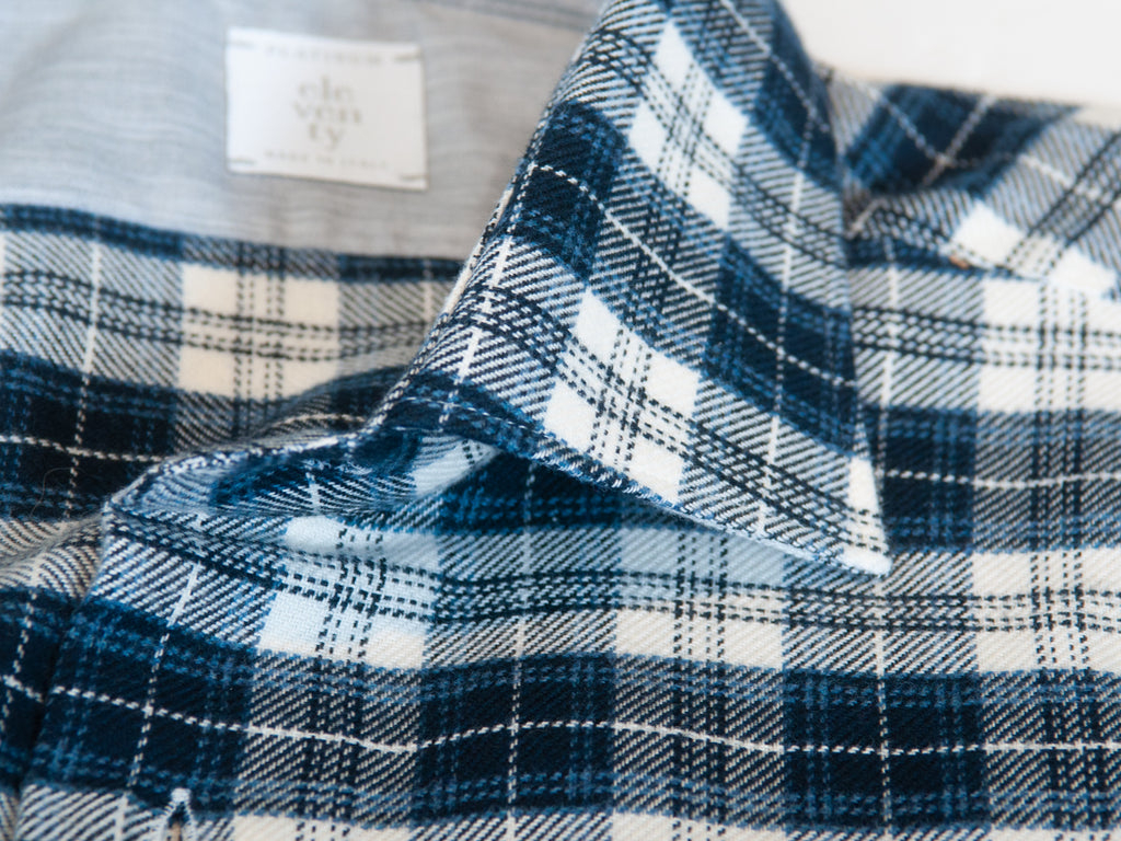 Eleventy Platinum Navy Check Flannel Shirt