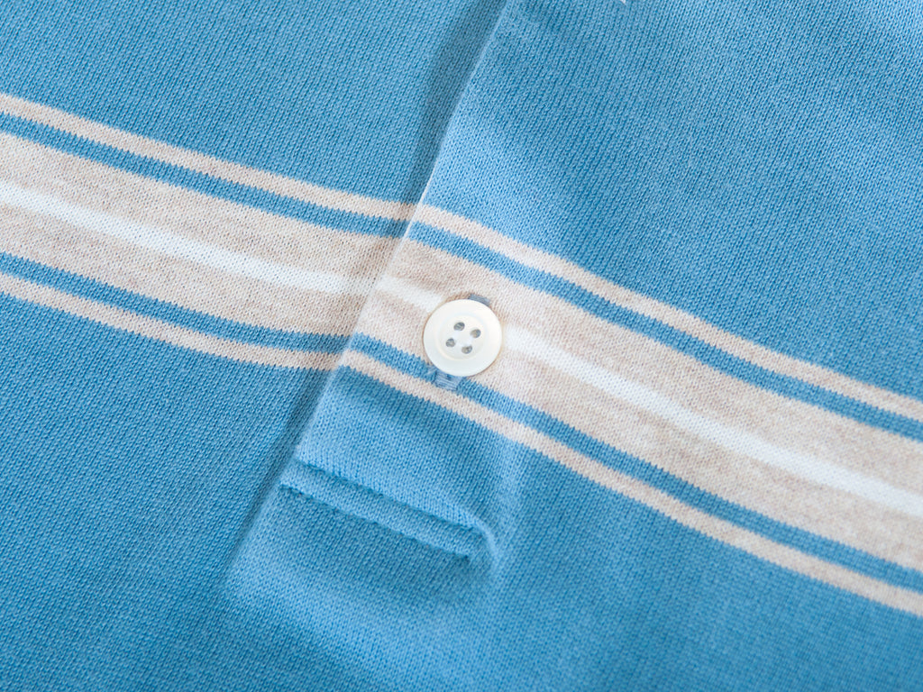 Brunello Cucinelli Blue Striped Polo Shirt