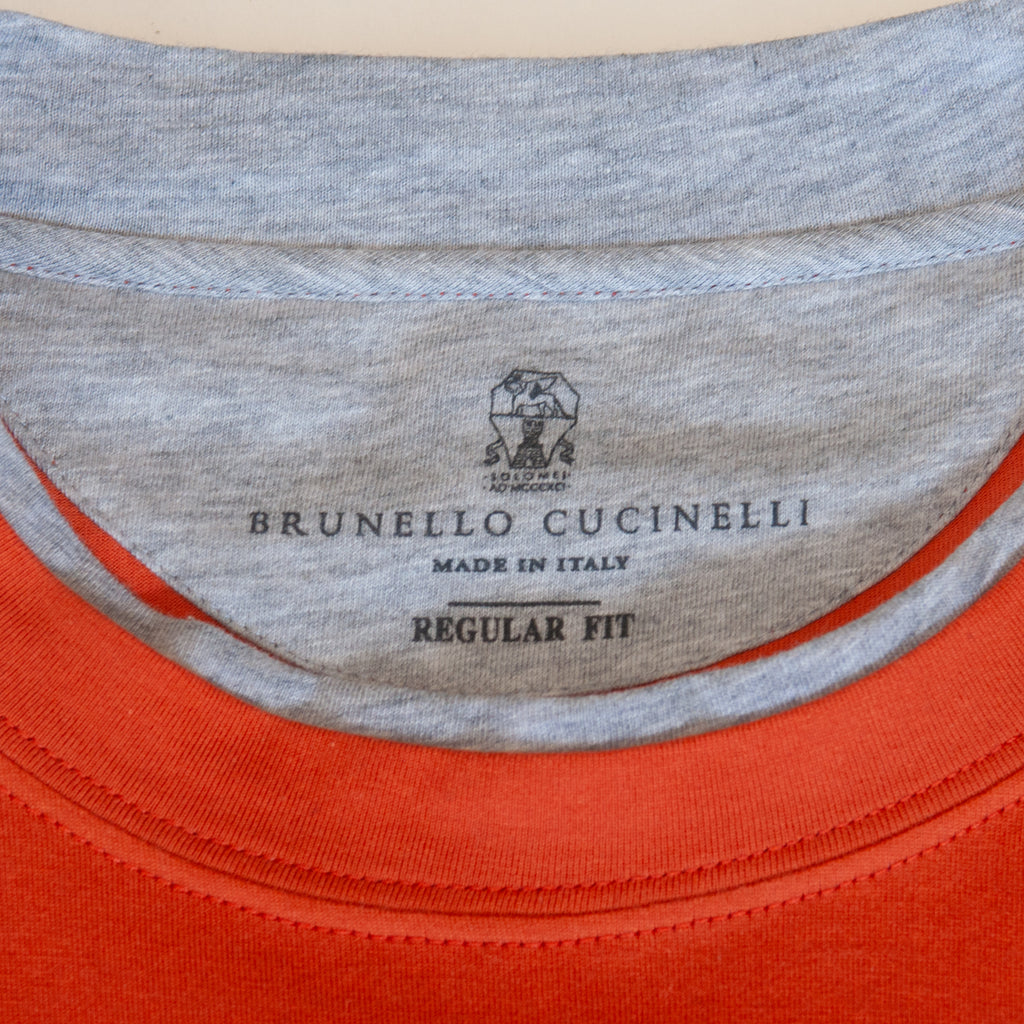 Brunello Cucinelli Burnt Orange Print T-Shirt