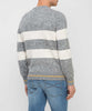 Brunello Cucinelli Grey Striped Cashmere Blend Crew Neck Sweater