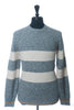 Brunello Cucinelli Grey Striped Cashmere Blend Crew Neck Sweater