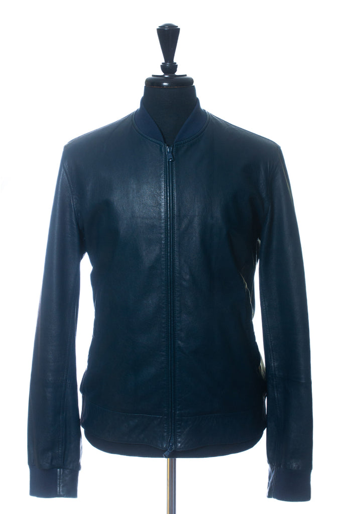 Brunello Cucinelli Blue Leather Jacket