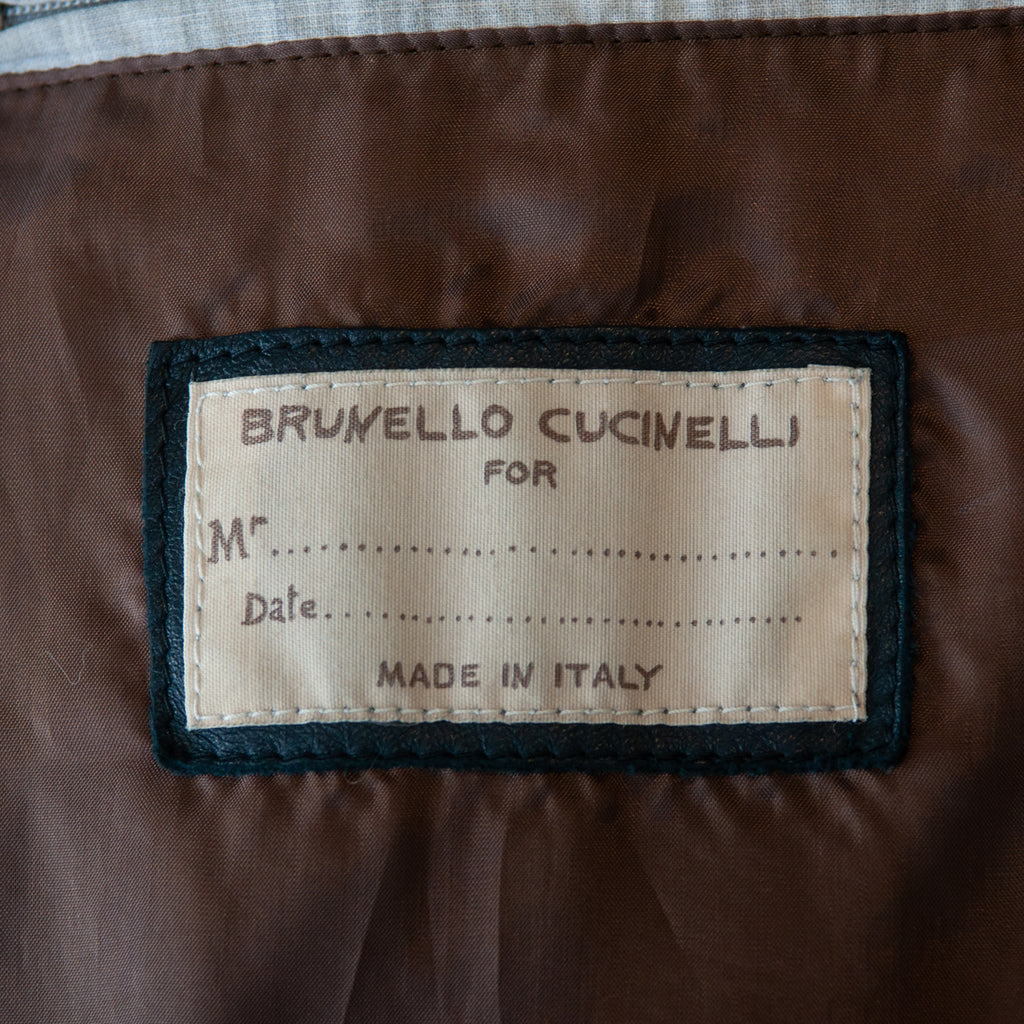 Brunello Cucinelli Blue Leather Jacket