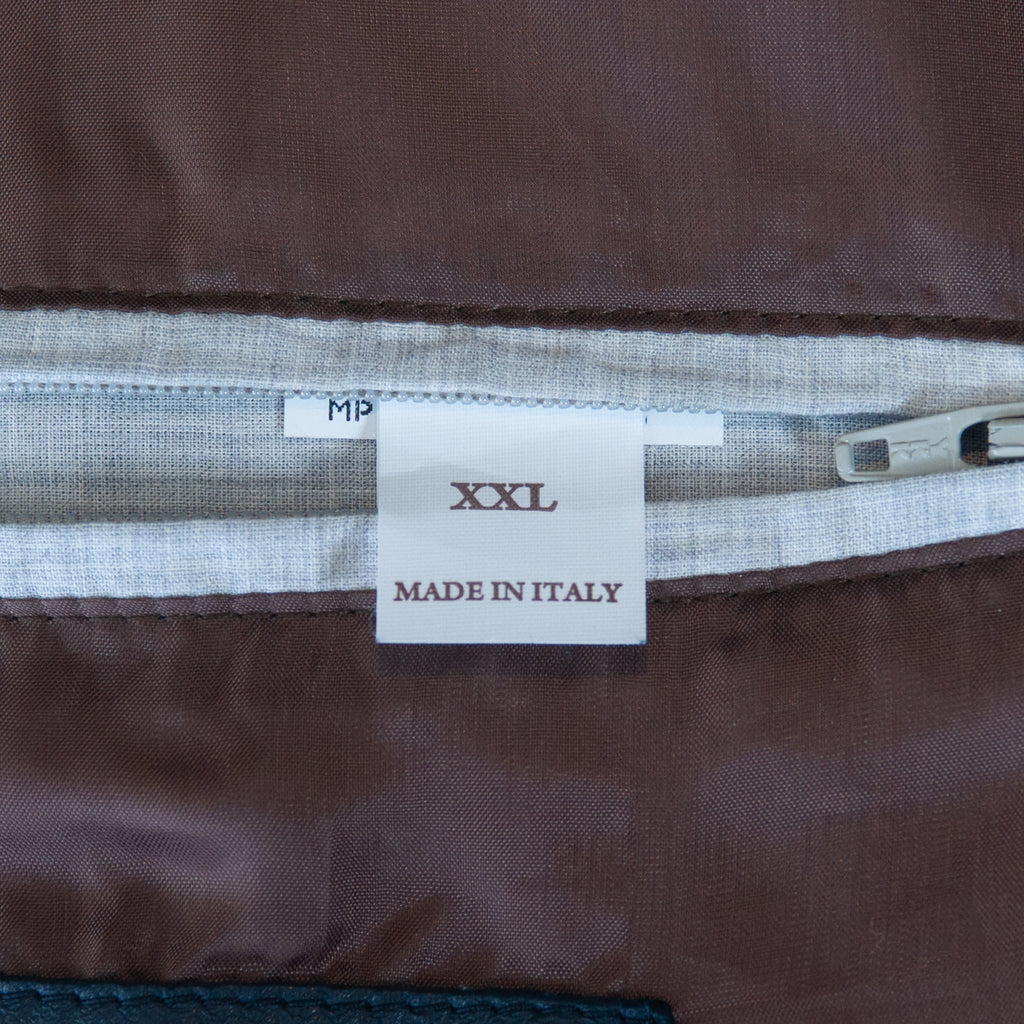 Brunello Cucinelli Blue Leather Jacket