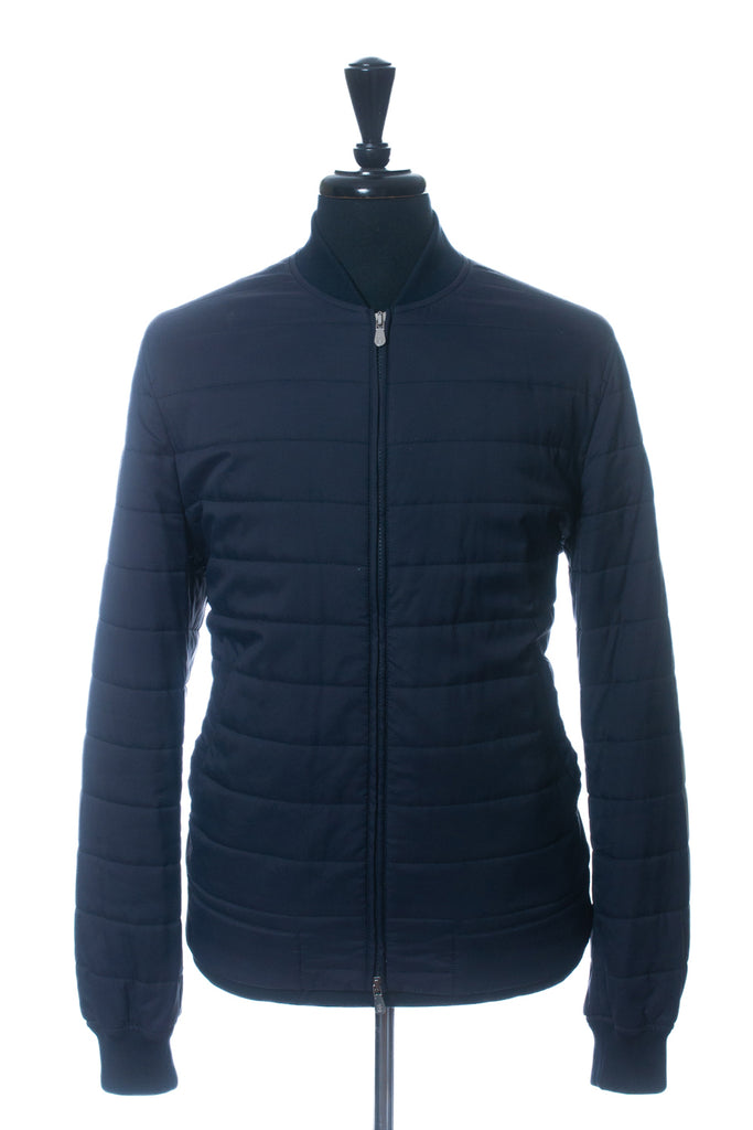 Brunello Cucinelli Navy Blue Eco Feather Quilted Jacket