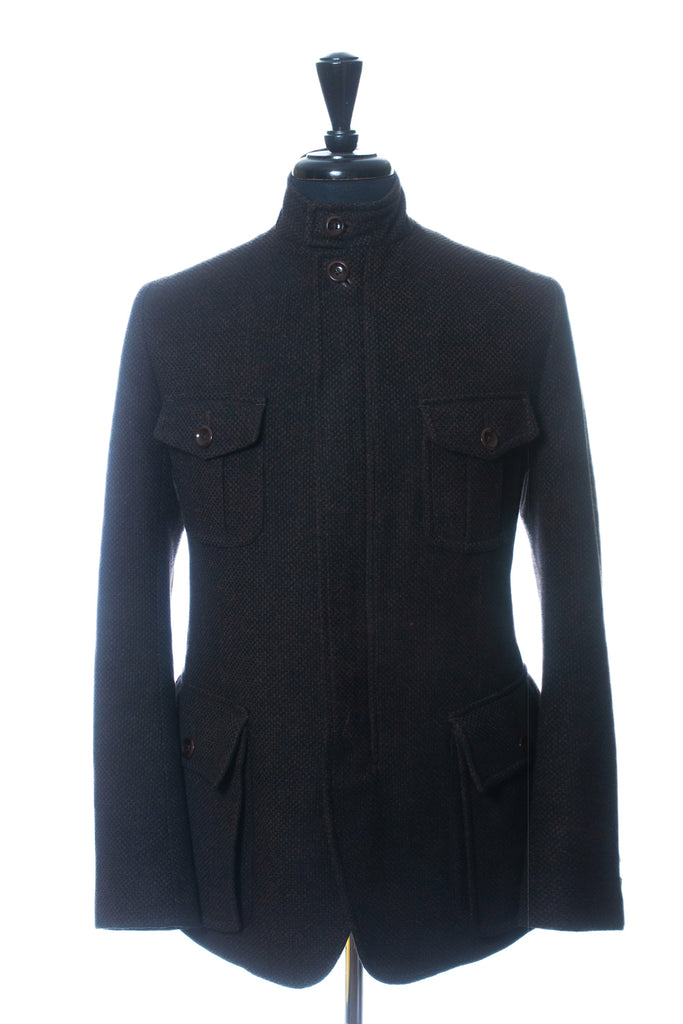 Tom Ford Brown Cashmere Blend Tweed Coat