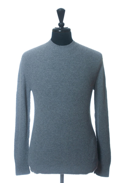 Moncler Grey Cashmere Blend Girocollo Tricot Crew Neck Sweater