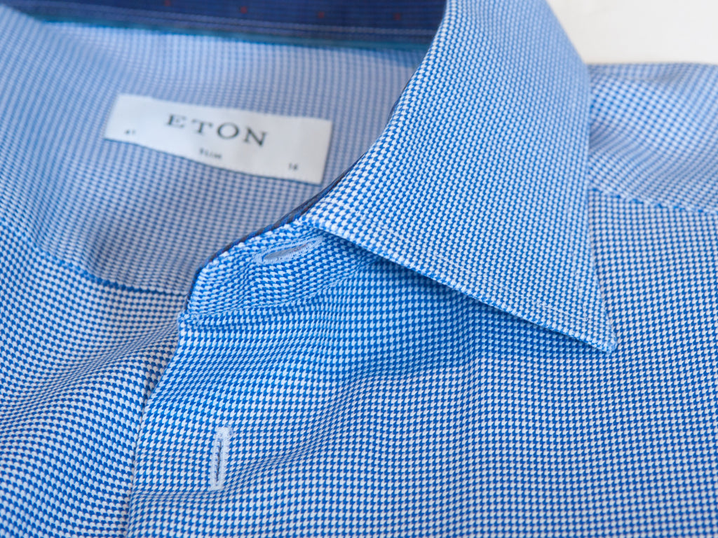 Eton Navy Blue Puppytooth Slim Fit Harrogate Shirt