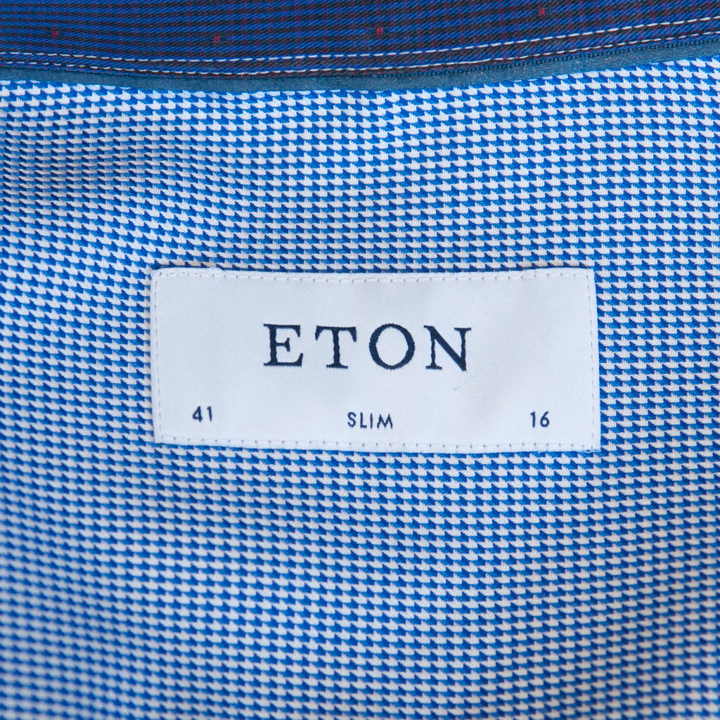 Eton Navy Blue Puppytooth Slim Fit Harrogate Shirt