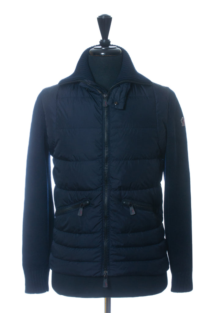 Moncler Navy Blue Down Maglione Tricot Cardigan Jacket