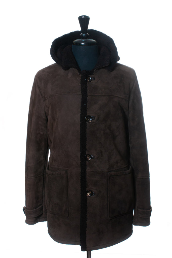 Eleventy Platinum Dark Brown Shearling Coat