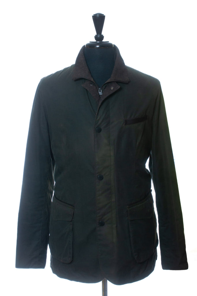 Barbour for Land Rover Green Observe Waxed Jacket