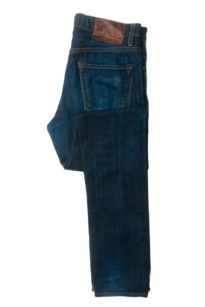 Epaulet Blue Button Fly Jeans