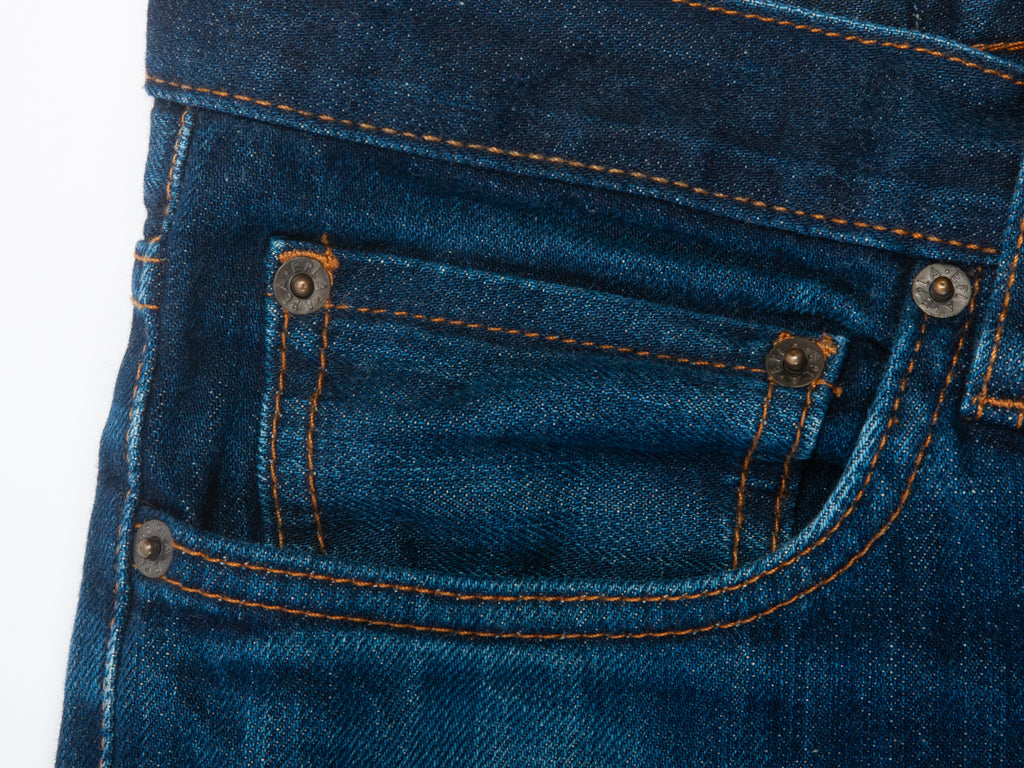 Epaulet Blue Button Fly Jeans