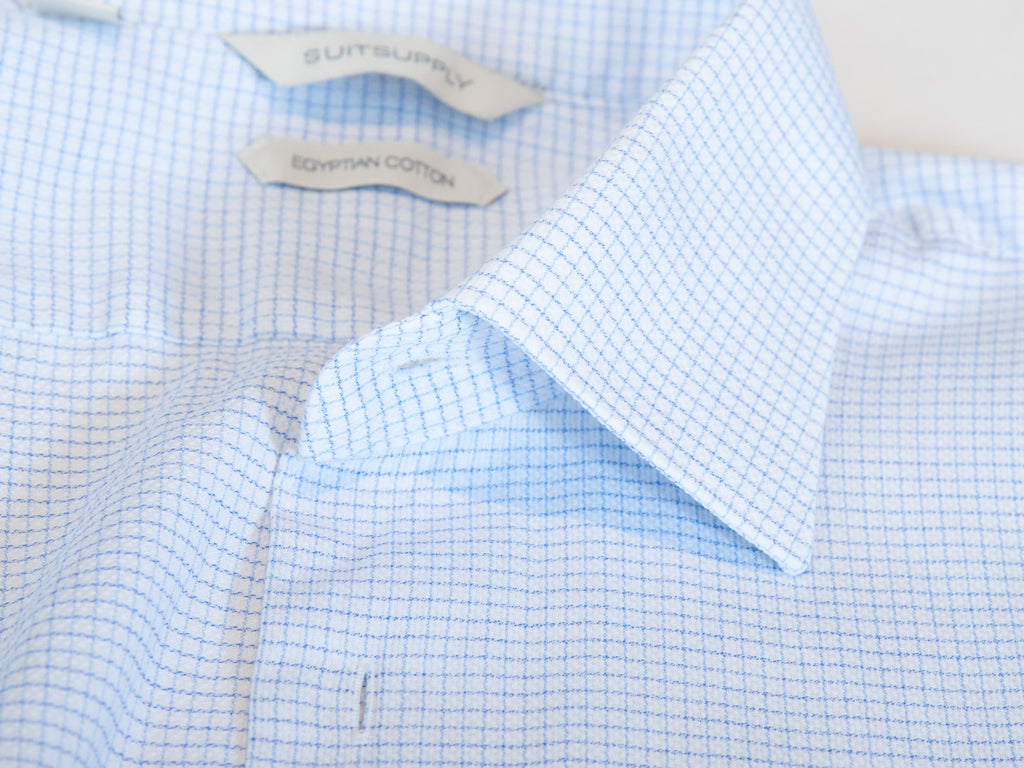 SuitSupply Blue Graph Check Egyptian Cotton Shirt