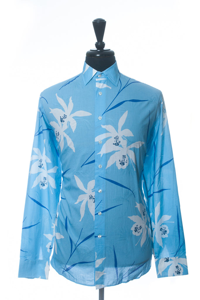 Etro Bold Blue Floral Print Shirt