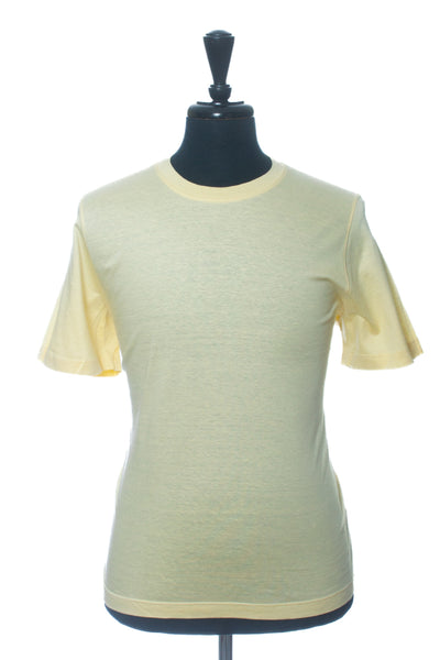 Eton Pale Yellow Slim Fit Linen Blend T-Shirt