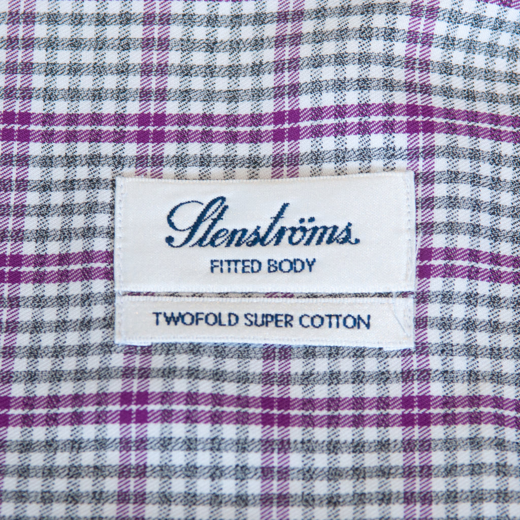 Stenstroms Green and Purple Check Fitted Body Shirt