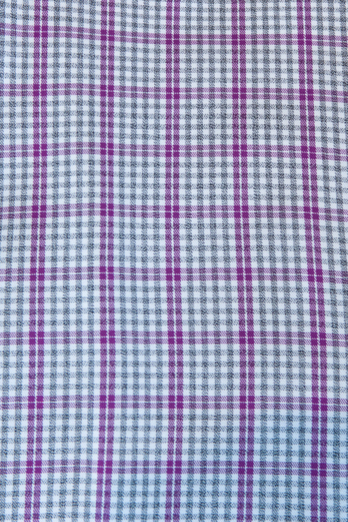 Stenstroms Green and Purple Check Fitted Body Shirt