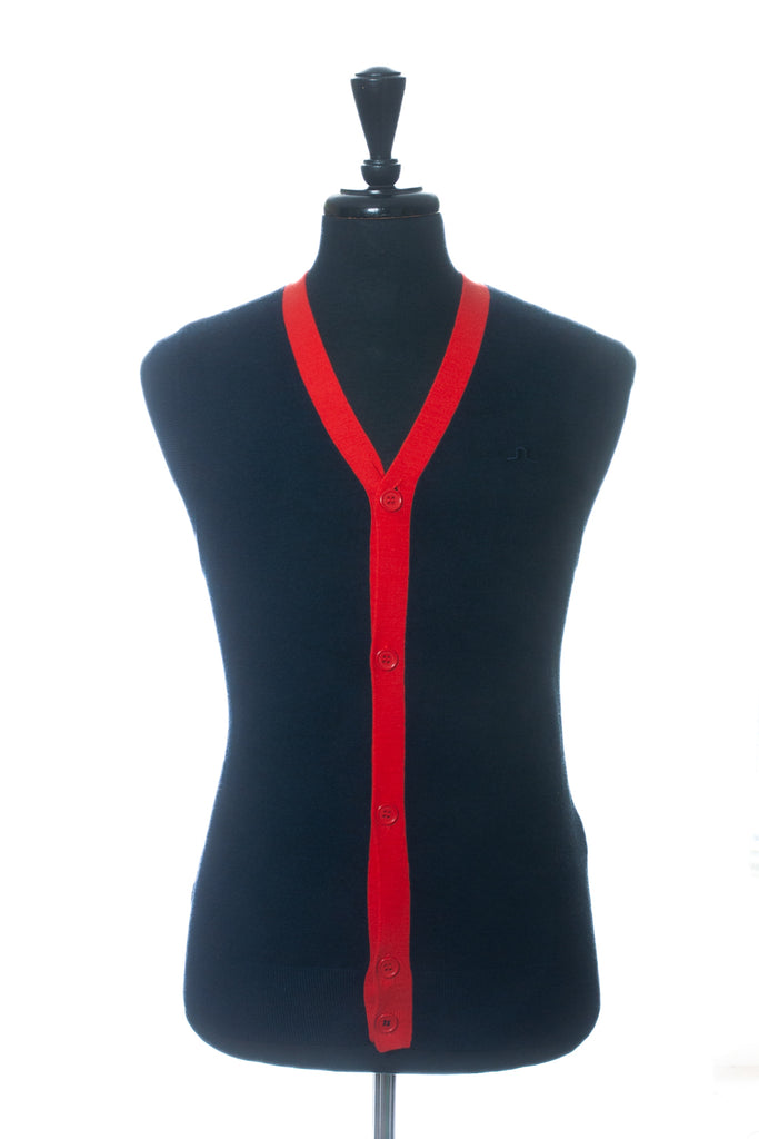 J.Lindeberg Orange and Blue Merino Wool Edmund Golf Sweater Vest