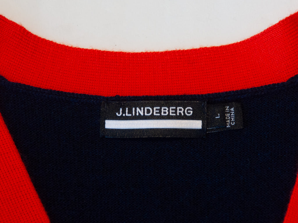 J.Lindeberg Orange and Blue Merino Wool Edmund Golf Sweater Vest