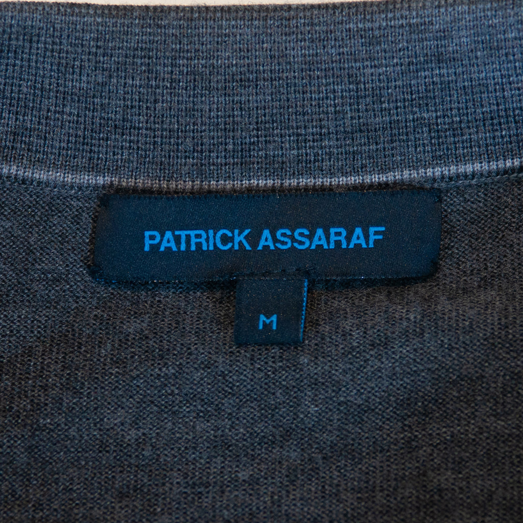 Patrick Assaraf Grey Merino Wool Collared Knit