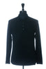 Patrick Assaraf Black Merino Wool Collared Knit