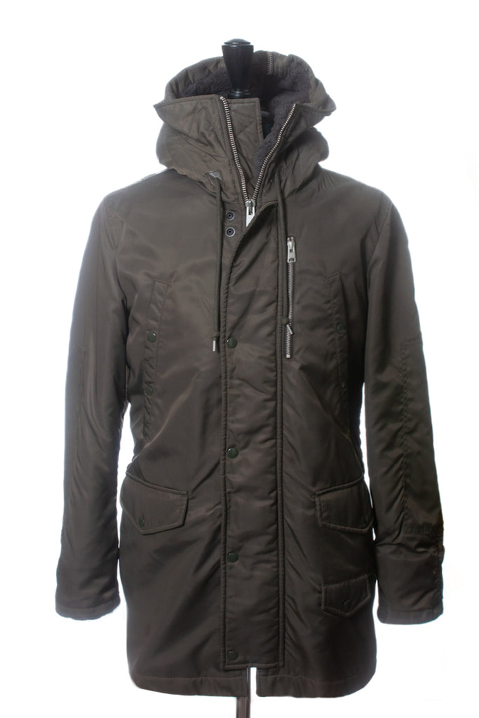 AllSaints Olive Grey Garth Parka at Luxmrkt.com consignment Edmonton.