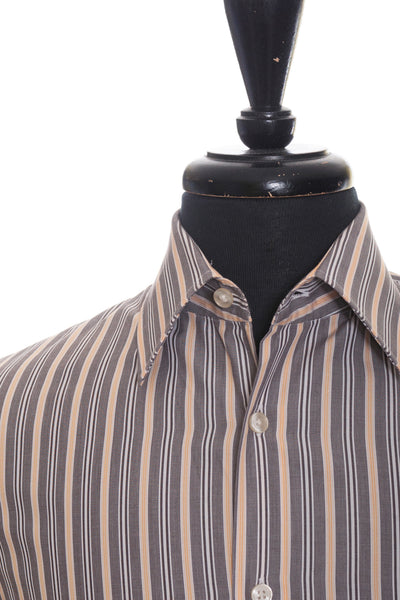 Hugo Boss Brown Stripe Italian Cotton Shirt