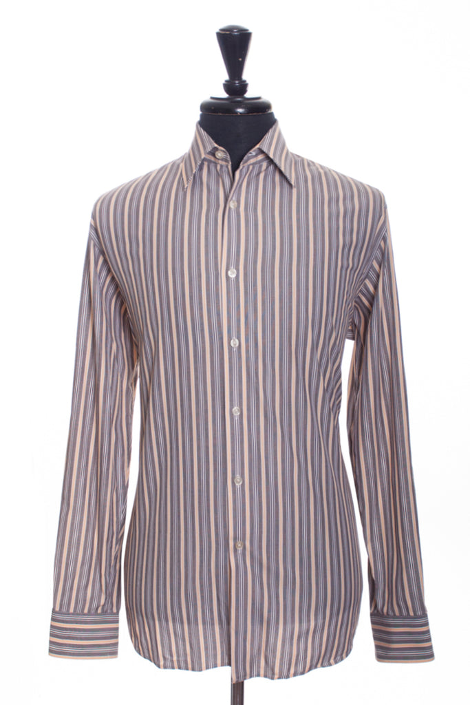 Hugo Boss Brown Stripe Italian Cotton Shirt