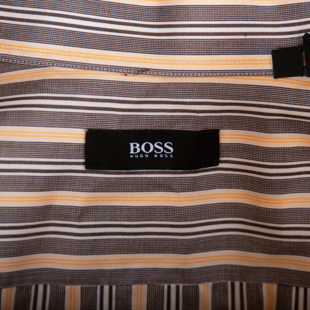 Hugo Boss Brown Stripe Italian Cotton Shirt