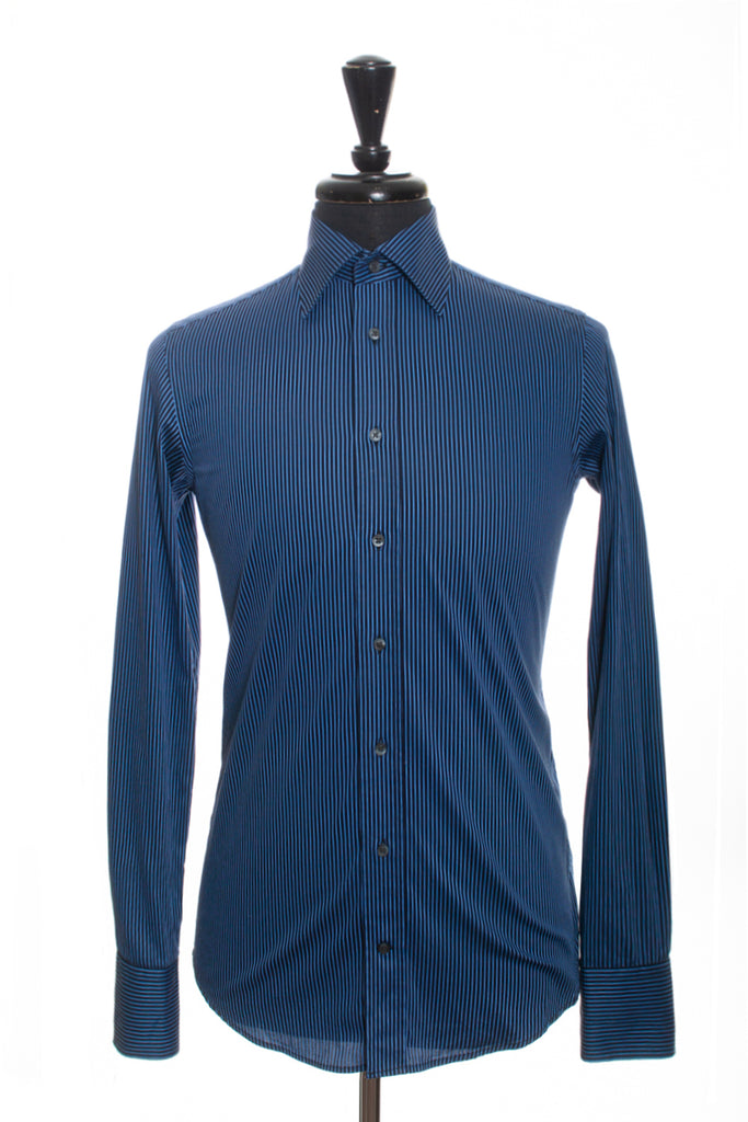 Sand Copenhagen Navy Blue Striped Cotton Shirt