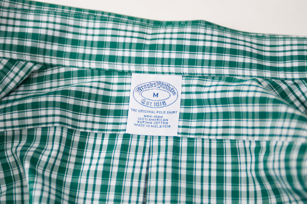 Brooks Brothers Green Check Supima Cotton Button Down Shirt