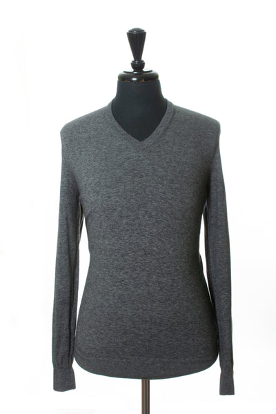 Hugo Boss Grey Slim Fit Italian Yarn Dene V-Neck Sweater