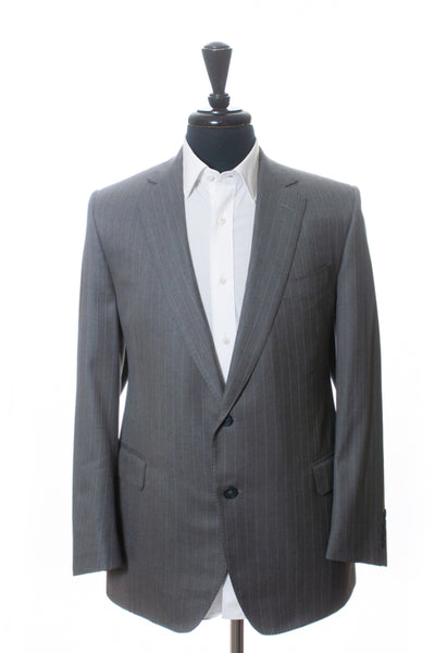 Sam Abouhassan Lilac on Gray Pinstripe Wool Suit