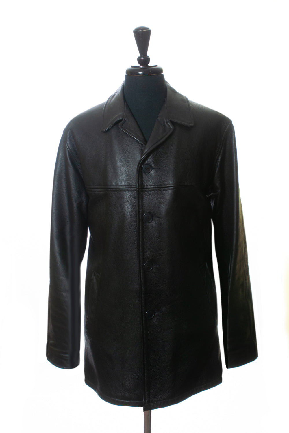 Schott USA Black Leather Car Coat