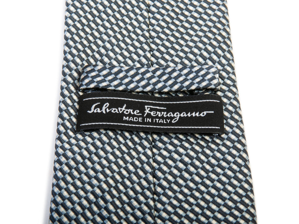 Salvatore Ferragamo Gray Geometric Patterned Tie
