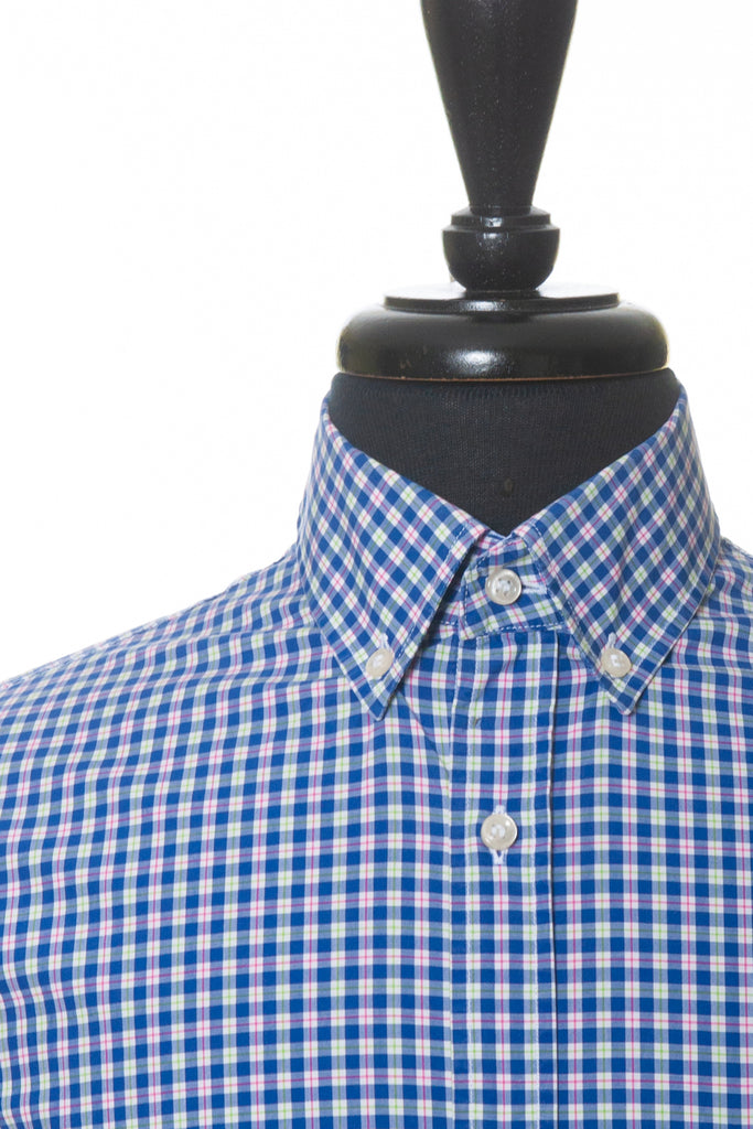 Paul & Shark Blue Check Button Down Short Sleeve Shirt