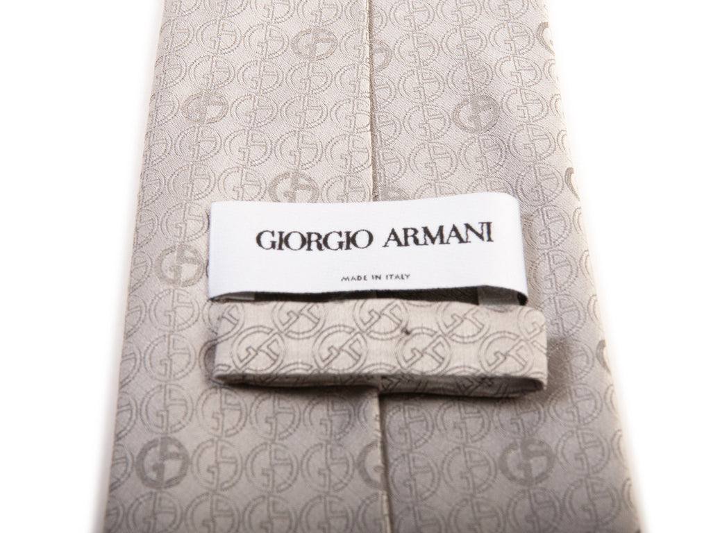 Giorgio Armani Gray GA Logo Print Tie